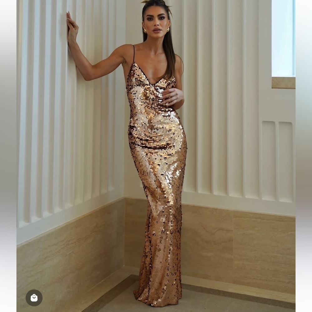 Camila Coelho Yuki Maxi Dress in Gold - Picture 4 of 12